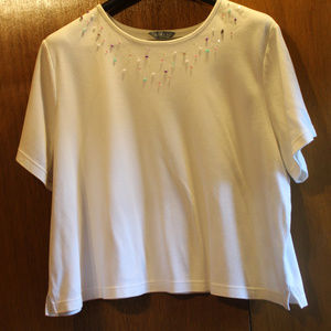 Koret 2X White t-shirt with rock and bead details